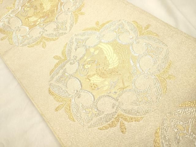 平和屋着物●六通柄袋帯　花鳥文　金銀糸　正絹　逸品　CABN9631dy