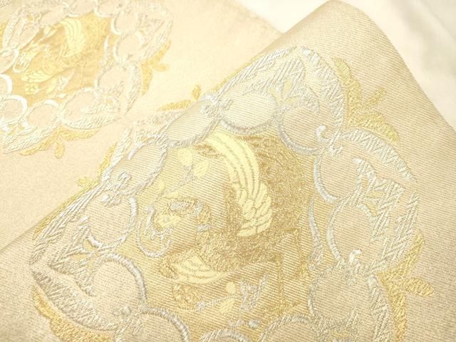 平和屋着物●六通柄袋帯　花鳥文　金銀糸　正絹　逸品　CABN9631dy