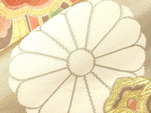平和屋着物●西陣　河合美術織物謹製　六通柄袋帯　唐織　手織　幾何学文　金糸　正絹　逸品　CABN9632dy