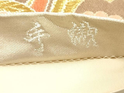 平和屋着物●西陣　河合美術織物謹製　六通柄袋帯　唐織　手織　幾何学文　金糸　正絹　逸品　CABN9632dy