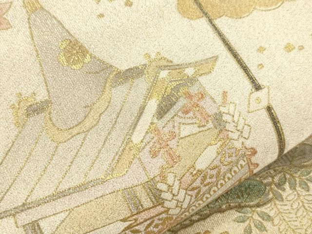 平和屋着物●綴れ　太鼓柄袋帯　鉾　金彩　正絹　逸品　CABN9633dy