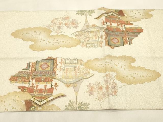 平和屋着物●綴れ　太鼓柄袋帯　鉾　金彩　正絹　逸品　CABN9633dy