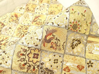 平和屋着物●西陣の名門　加納幸謹製　六通柄袋帯　鳳凰花文　桃山繍箔　正絹　逸品　CABN9636dy