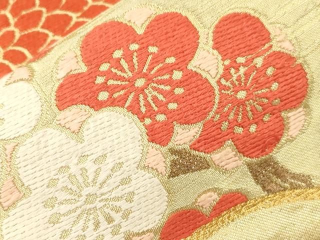 平和屋着物●西陣　川島織物　六通柄　本袋帯　唐織　草花文　金糸　正絹　逸品　CABN9640dy