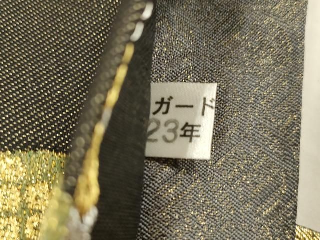 平和屋着物●両面　六通柄袋帯　唐織　草花文　金糸　正絹　逸品　CABN9643dy