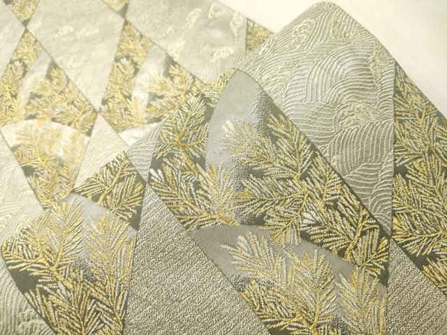 平和屋着物●六通柄袋帯　献上松波文　金銀糸　正絹　逸品　CABN9644dy