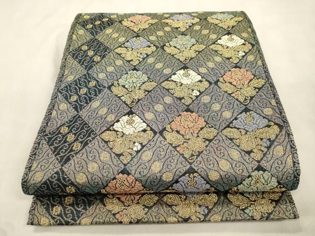 平和屋着物●六通柄袋帯　正倉院名物裂　金糸　正絹　逸品　CABN9646dy