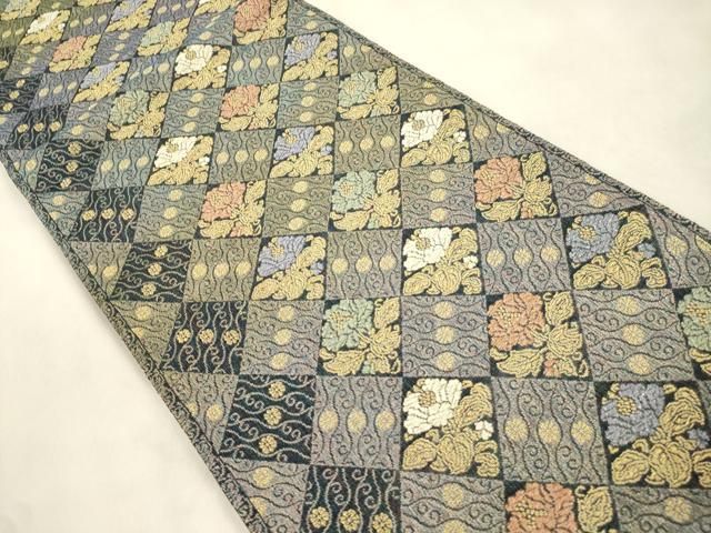 平和屋着物●六通柄袋帯　正倉院名物裂　金糸　正絹　逸品　CABN9646dy