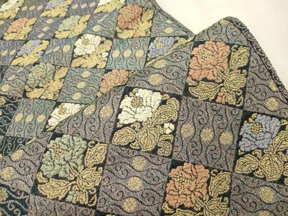 平和屋着物●六通柄袋帯　正倉院名物裂　金糸　正絹　逸品　CABN9646dy