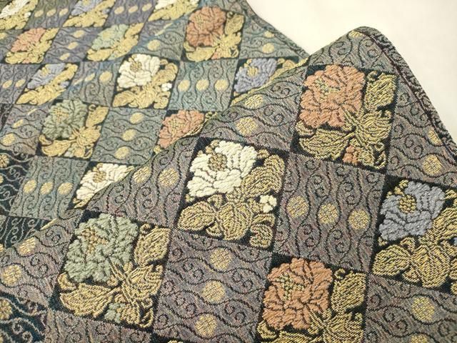 平和屋着物●六通柄袋帯　正倉院名物裂　金糸　正絹　逸品　CABN9646dy