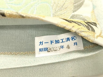 平和屋着物●両面　全通柄袋帯　草花文　金糸　正絹　逸品　CABN9648dy