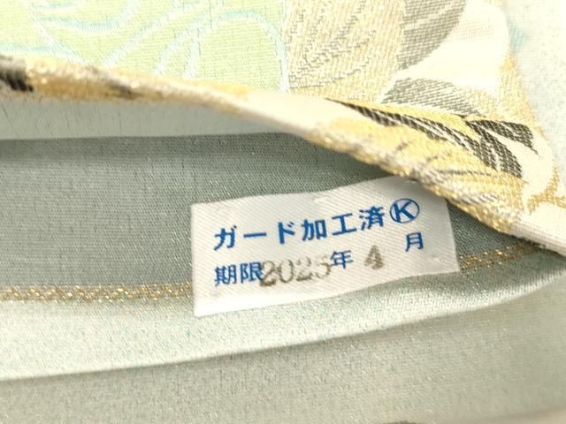 平和屋着物●両面　全通柄袋帯　草花文　金糸　正絹　逸品　CABN9648dy