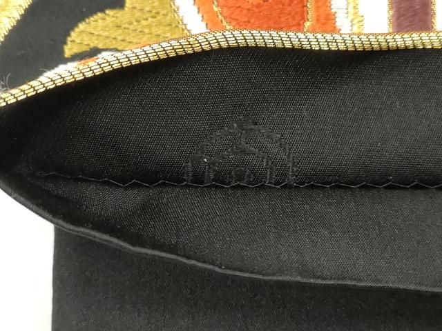 平和屋着物●西陣　河合美術織物謹製　六通柄袋帯　唐織　立涌舞蝶文　黒地　金糸　正絹　逸品　CABN9652dy