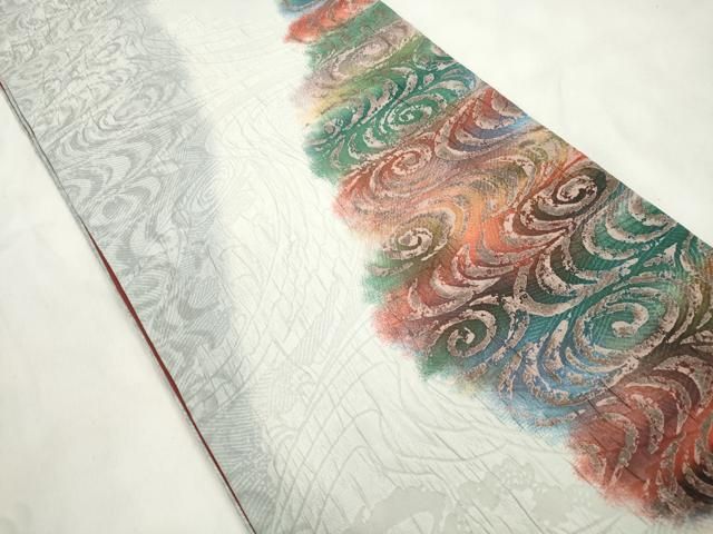平和屋着物●博多織　鵬翔　全通柄袋帯　絞り　流水文　正絹　逸品　CABN9653dy