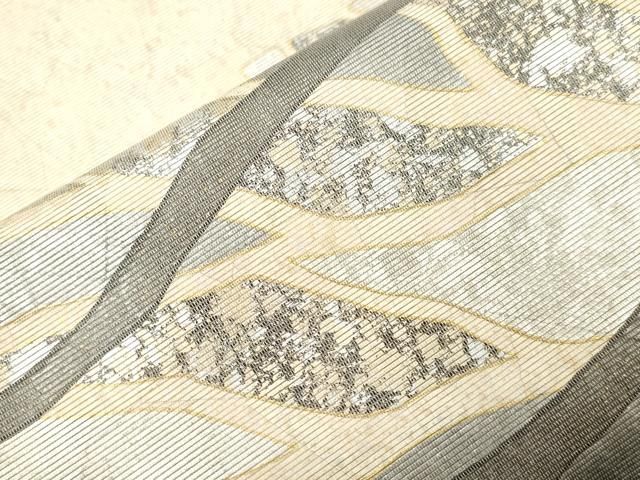平和屋着物●螺鈿工芸作家　佐野正喜　太鼓柄袋帯　螺鈿箔　梟　金銀彩　正絹　逸品　CABN9656dy