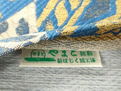 平和屋着物●両面　六通柄袋帯　藍　桐花文　金銀糸　やまと誂製　正絹　逸品　CABN9658dy