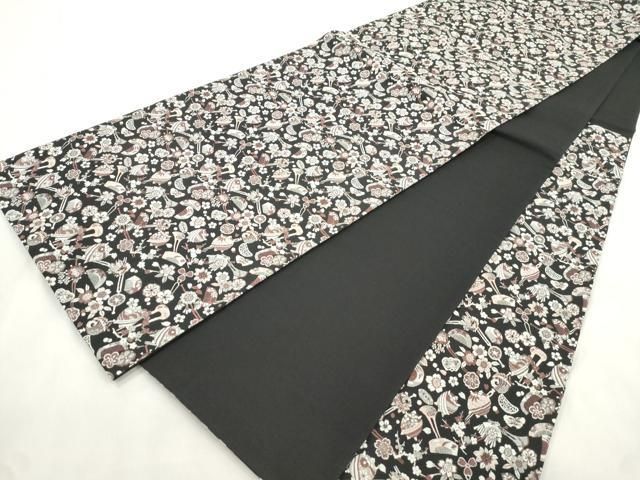 平和屋着物●六通柄袋帯　唐織　簪　黒地　正絹　逸品　CABN9659dy