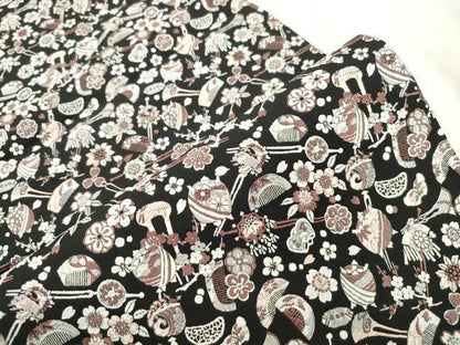 平和屋着物●六通柄袋帯　唐織　簪　黒地　正絹　逸品　CABN9659dy