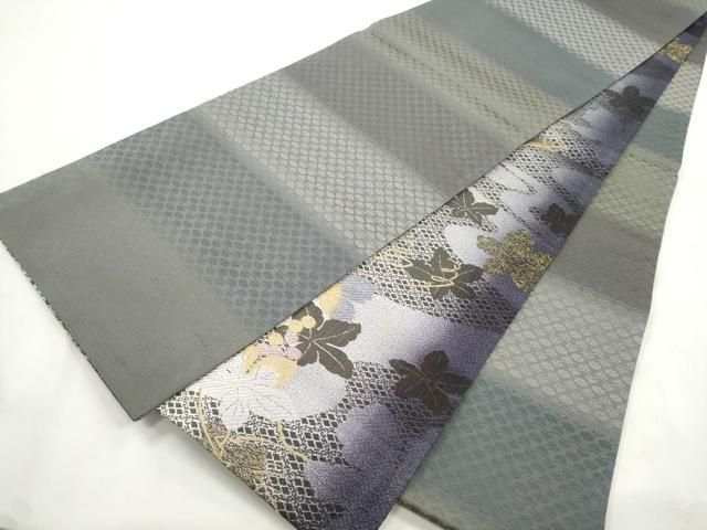 平和屋着物●両面　全通柄袋帯　葡萄蔦の葉文　金銀糸　正絹　逸品　未使用　CABN9662dy