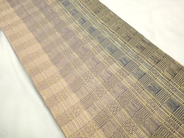平和屋着物●ひなや工房　くむ・あむ・おる　伊豆蔵明彦　全通柄袋帯　幾何学間道　金糸　正絹　逸品　CABN9663dy