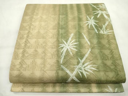 平和屋着物●全通柄袋帯　笹竹文　正絹　逸品　CABN9665dy