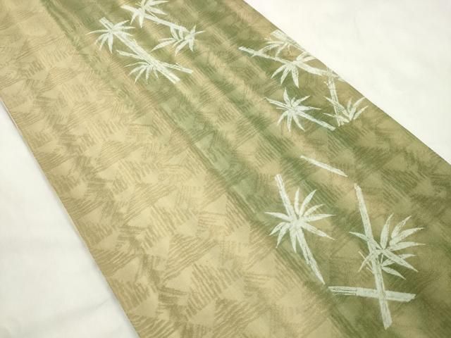平和屋着物●全通柄袋帯　笹竹文　正絹　逸品　CABN9665dy