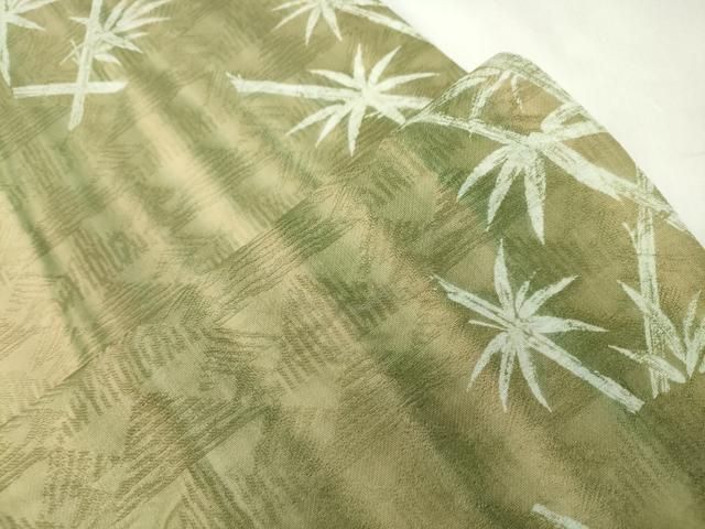 平和屋着物●全通柄袋帯　笹竹文　正絹　逸品　CABN9665dy