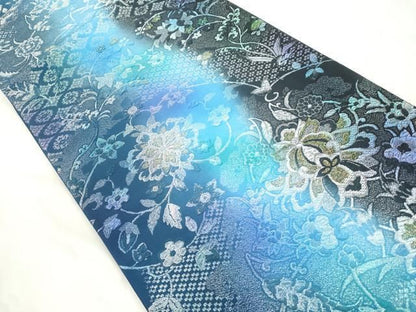平和屋着物●六通柄袋帯　唐織　草花文　金銀糸　正絹　逸品　CABN9692dy