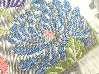 平和屋着物●六通柄袋帯　市松花丸紋　金糸　正絹　逸品　CABN9693dy