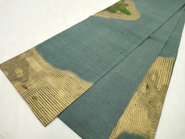 平和屋着物●太鼓柄袋帯　紬地　刺繍　枯山水　金彩　正絹　逸品　CABN9694dy
