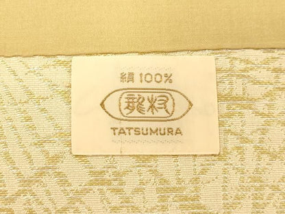 平和屋着物●龍村美術織物　全通柄九寸開き名古屋帯　敷松葉　金糸　正絹　逸品　CABN9770dy