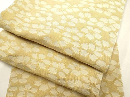 平和屋着物●両面　半幅帯　舞花文　正絹　逸品　CABN9780dy