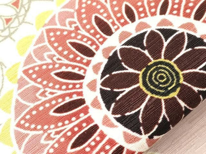 平和屋着物●両面　半幅帯　花丸文　正絹　逸品　CABN9783dy