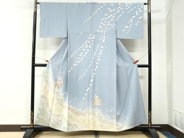 平和屋着物●友禅作家　岡部修治　訪問着　道長人物吉祥花文　暈し染め　正絹　逸品　CABO0001yc