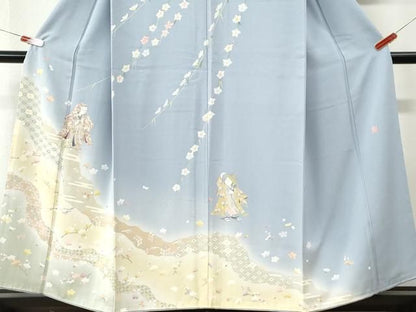 平和屋着物●友禅作家　岡部修治　訪問着　道長人物吉祥花文　暈し染め　正絹　逸品　CABO0001yc