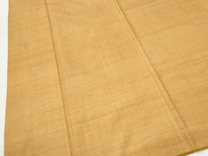 平和屋着物●結城紬　色無地　小麦色　正絹　逸品　CABO0002yc