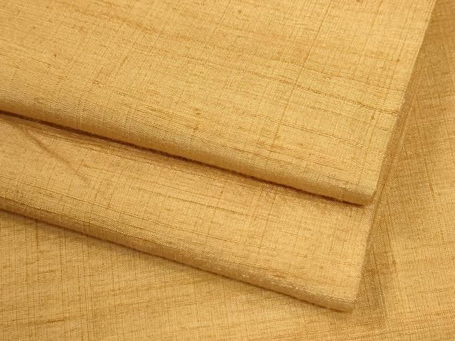 平和屋着物●結城紬　色無地　小麦色　正絹　逸品　CABO0002yc