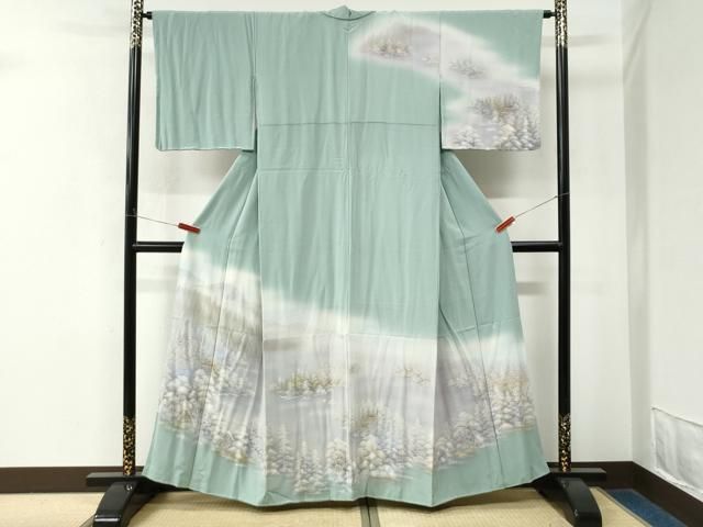 平和屋着物●訪問着　作家物　遠山樹林風景文　暈し染め　正絹　逸品　CABO0003yc