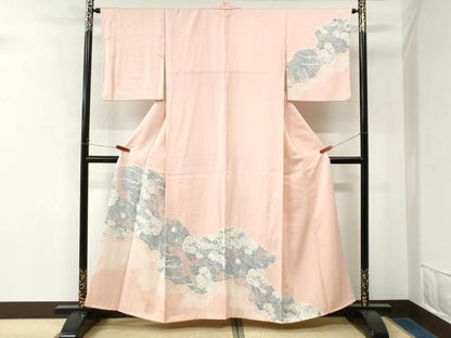 平和屋着物●訪問着　絞り　道長飛鶴舞花文　暈し染め　正絹　逸品　CABO0004yc