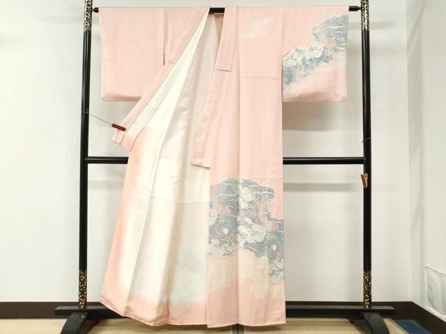 平和屋着物●訪問着　絞り　道長飛鶴舞花文　暈し染め　正絹　逸品　CABO0004yc