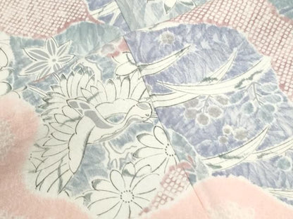 平和屋着物●訪問着　絞り　道長飛鶴舞花文　暈し染め　正絹　逸品　CABO0004yc