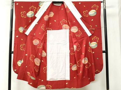平和屋着物●豪華振袖・長襦袢セット　駒刺繍　立波色紙重ね枝菊文　金彩　正絹　逸品　CABO0006yc