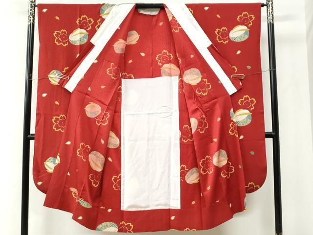 平和屋着物●豪華振袖・長襦袢セット　駒刺繍　立波色紙重ね枝菊文　金彩　正絹　逸品　CABO0006yc