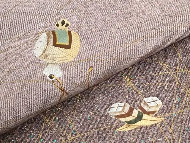 平和屋着物●訪問着　紬地　宝尽くし　金彩　鈴乃屋扱い　正絹　逸品　CABO0008yc