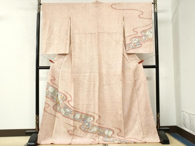 平和屋着物●訪問着　総絞り　辻が花　ロング丈　正絹　逸品　CABO0022yc