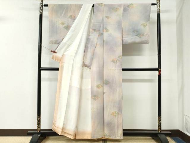 平和屋着物●上質な小紋　地紋起こし　吉祥花唐草文　暈し染め　正絹　逸品　CABO0036yc