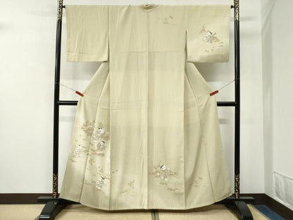 平和屋着物●訪問着　駒刺繍　童子風景文　暈し染め　金彩　正絹　逸品　CABO0046yc