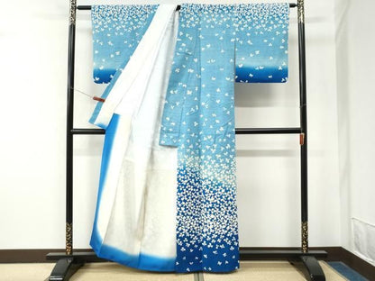 平和屋着物●訪問着　紬地　舞花文　正絹　逸品　CABO0049yc