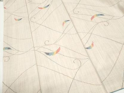 平和屋着物●真綿結城　小千谷　唐草文　正絹　逸品　未使用　CABO0051yc