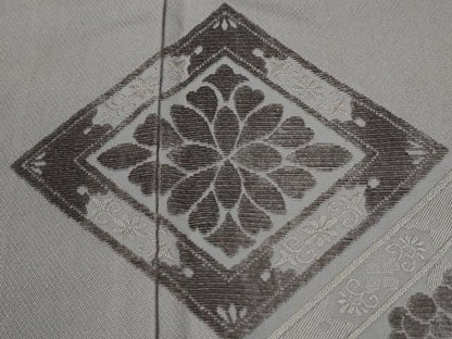 平和屋着物●訪問着　ビロード　菱花唐草文　紫鼠色　正絹　逸品　CABO0053yc